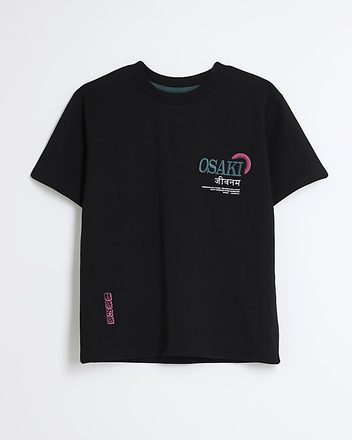 Boys Black Japanese Osaki T-Shirt