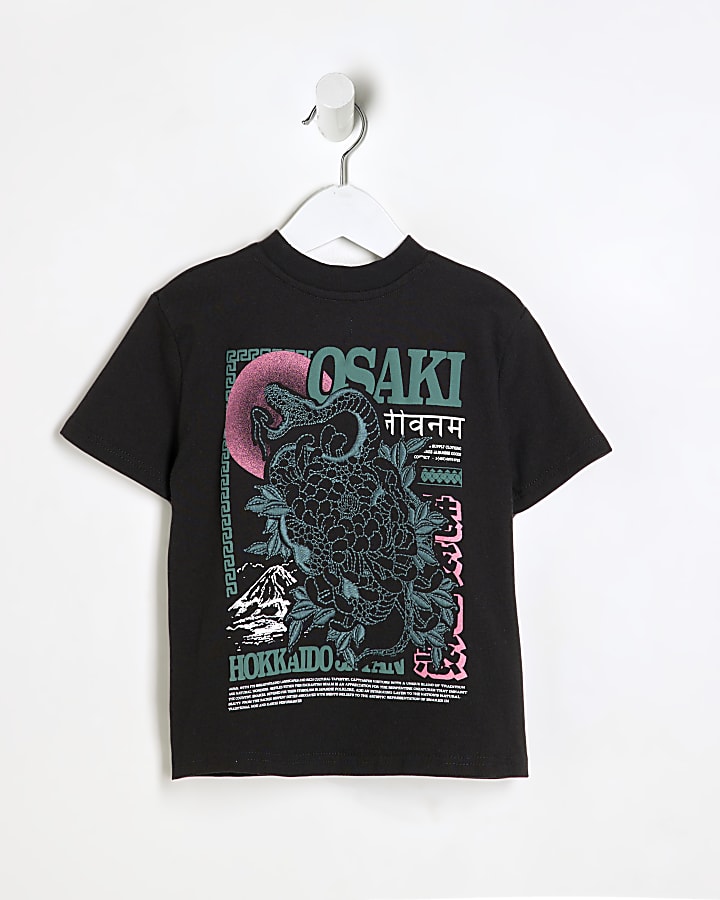 Mini Boys Black Japanese Osaki T-Shirt