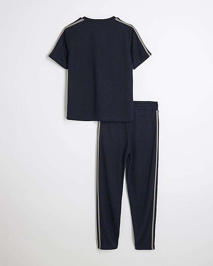 Boys Navy Tape T-Shirt and Joggers Set