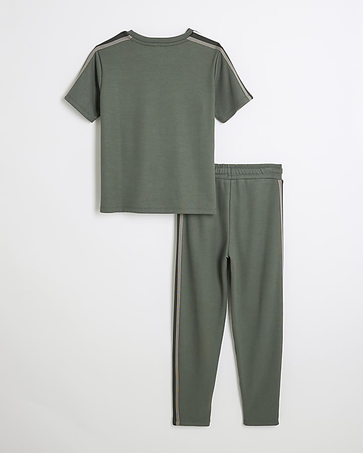 Boys Khaki Tape T-Shirt And Joggers Set