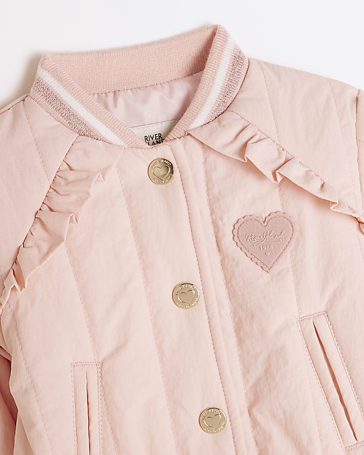 Baby Girls Pink Bow Bomber Jacket