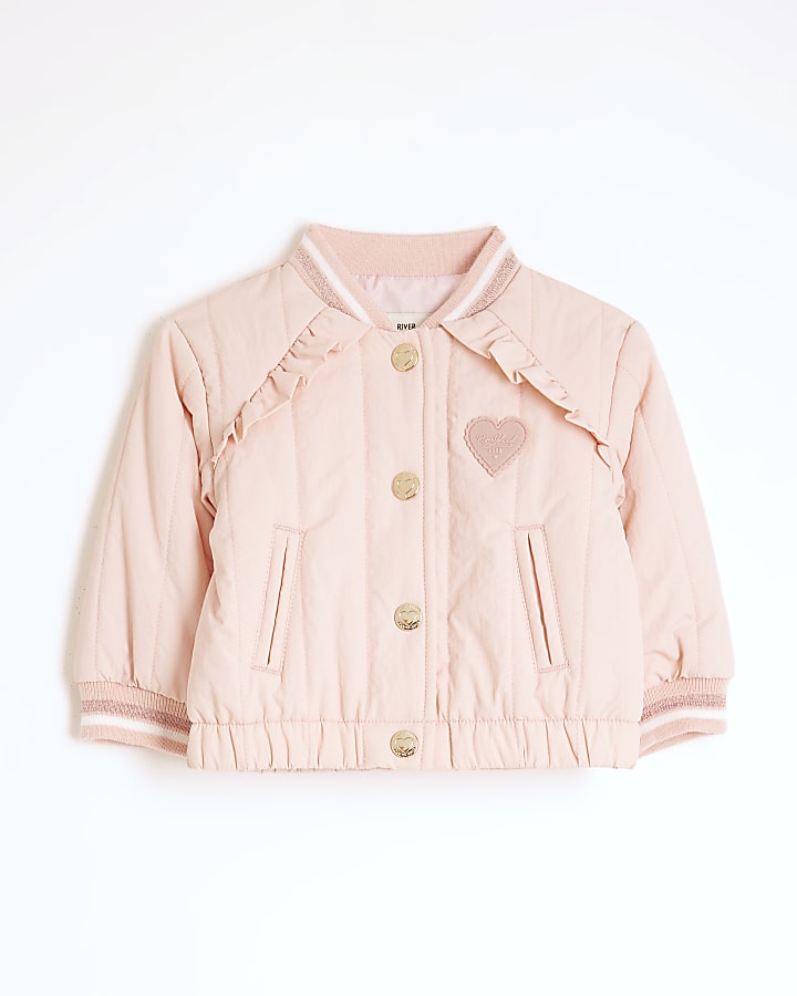 Baby Girls Pink Bow Bomber Jacket