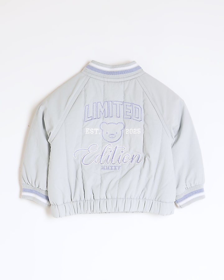 Baby Boys Blue Bear Bomber Jacket