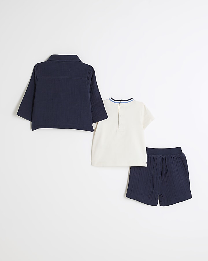 Baby Boys Navy RI Short Shacket Set Of 3