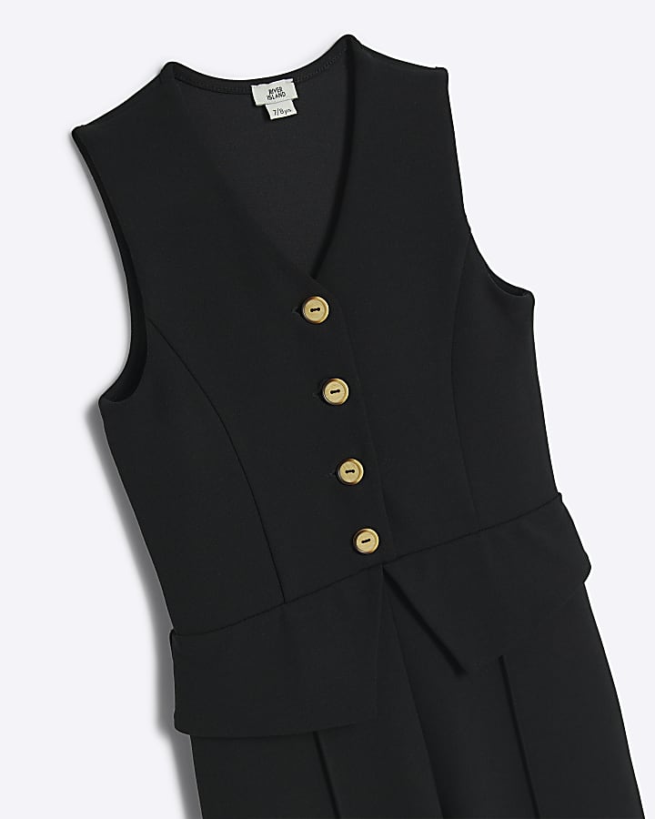 Girls black waistcoat jumpsuit