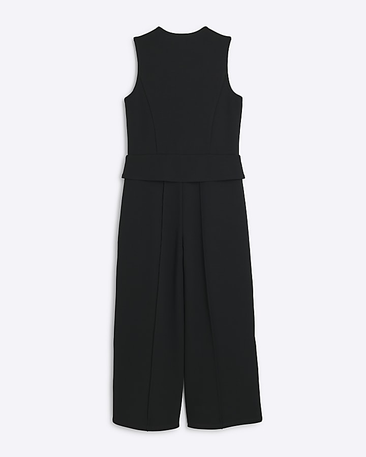 Girls black waistcoat jumpsuit