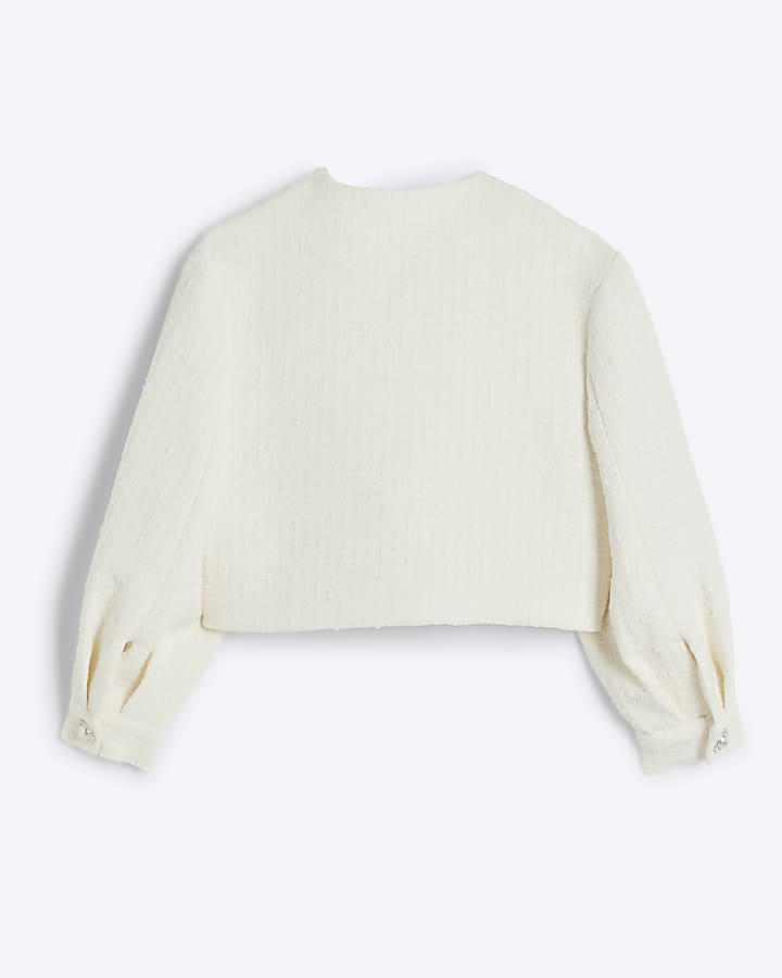 Girls cream boucle jacket