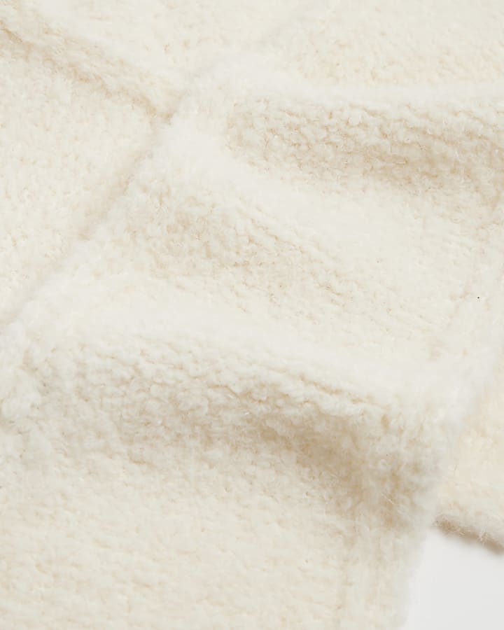 Girls Cream Embellished Hooded Scarf
