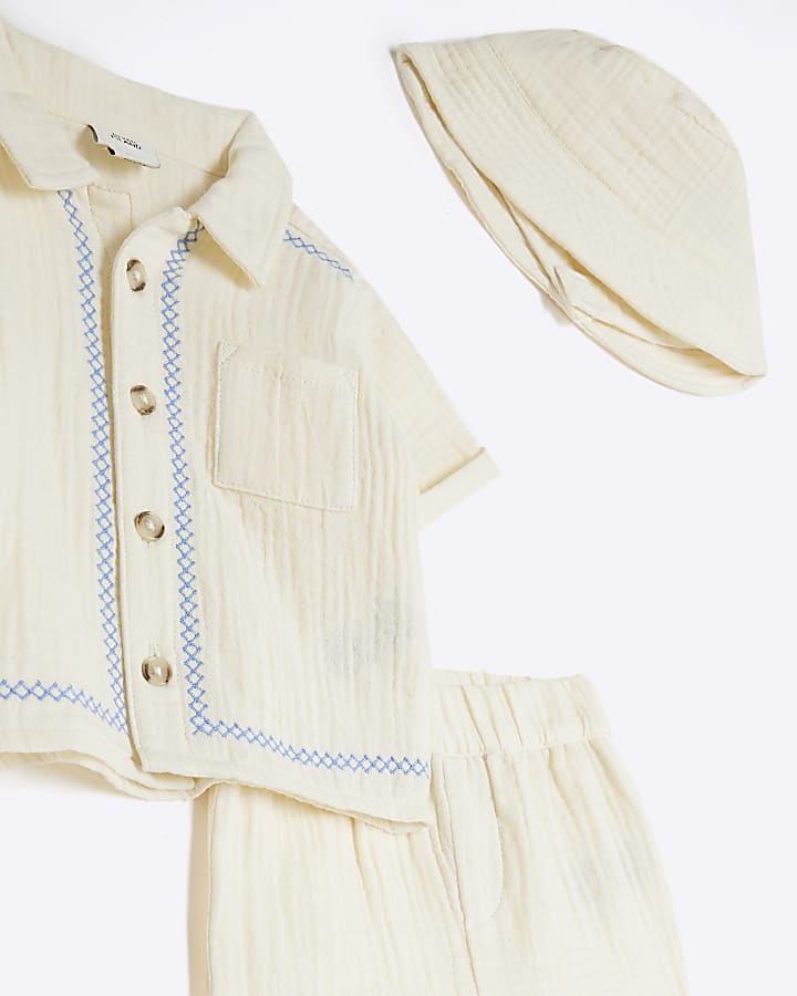 Baby Boys Cream Cheesecloth Shirt Set