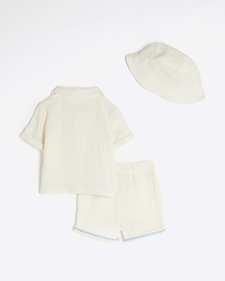 Baby Boys Cream Cheesecloth Shirt Set