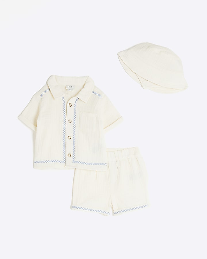 Baby Boys Cream Cheesecloth Shirt Set