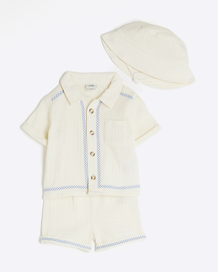 Baby Boys Cream Cheesecloth Shirt Set