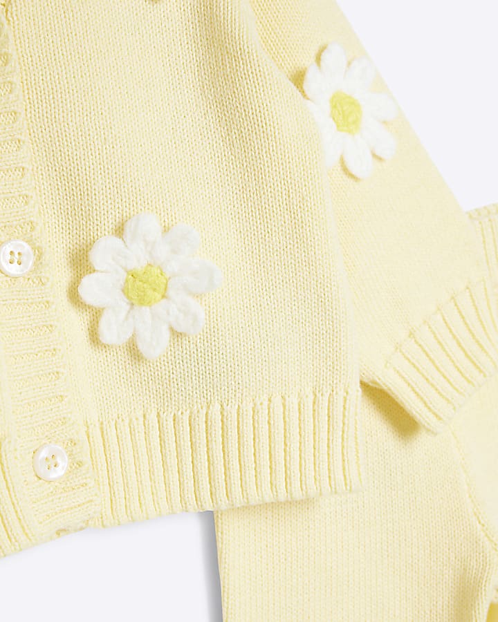 Baby Girls Yellow Daisy Crochet Top Set