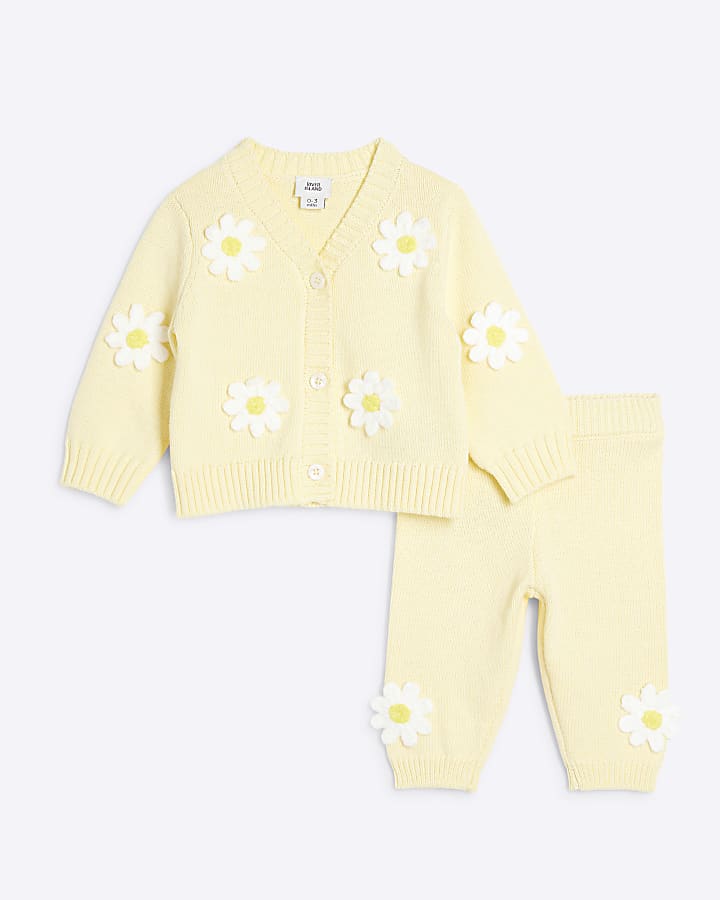 Baby Girls Yellow Daisy Crochet Top Set