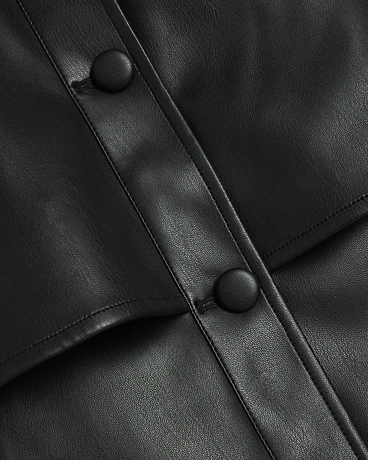 Black Faux Leather Cape Jacket