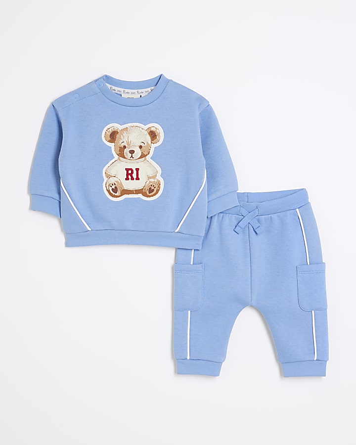 Baby Boys Blue Bear Sweatshirt Set