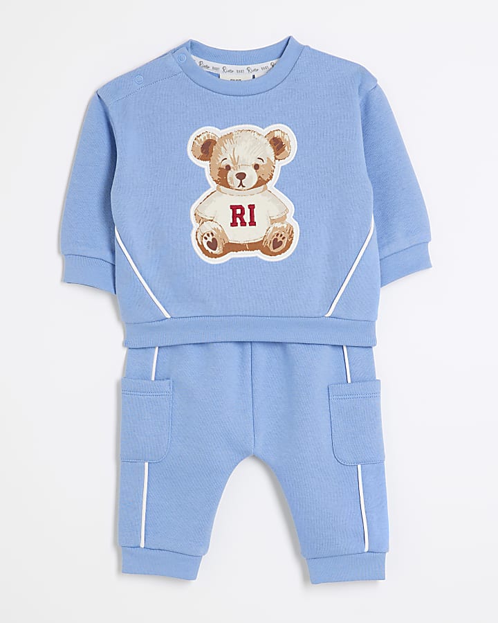 Baby Boys Blue Bear Sweatshirt Set