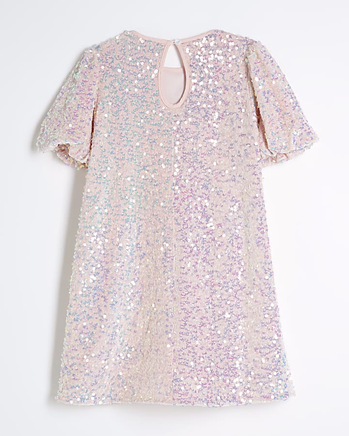 Girls Pink Sequin Shift Dress