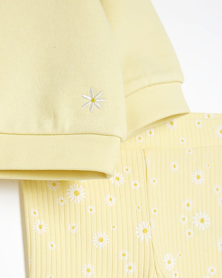 Baby Girls Yellow Broderie Sweatshirt Set