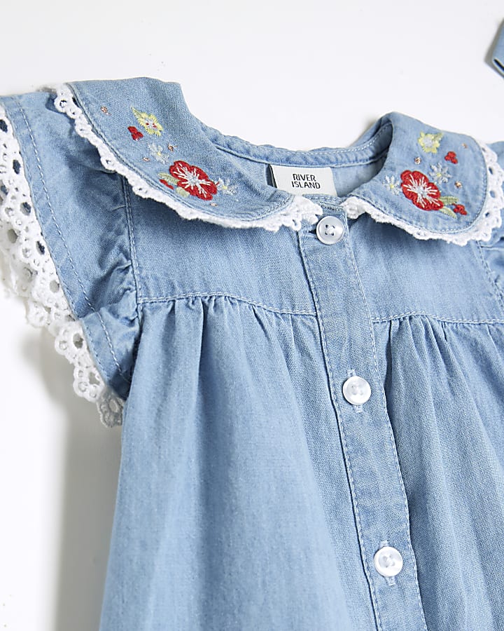 Baby Girls Blue Chambray Blouse Set