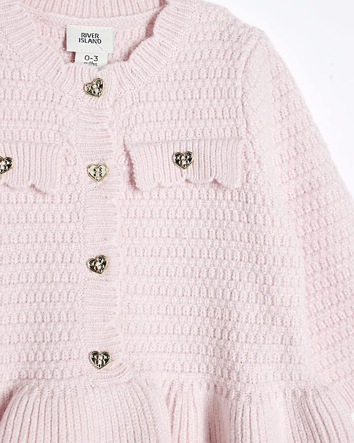 Baby Girls Pink Peplum Cardigan Knit Set