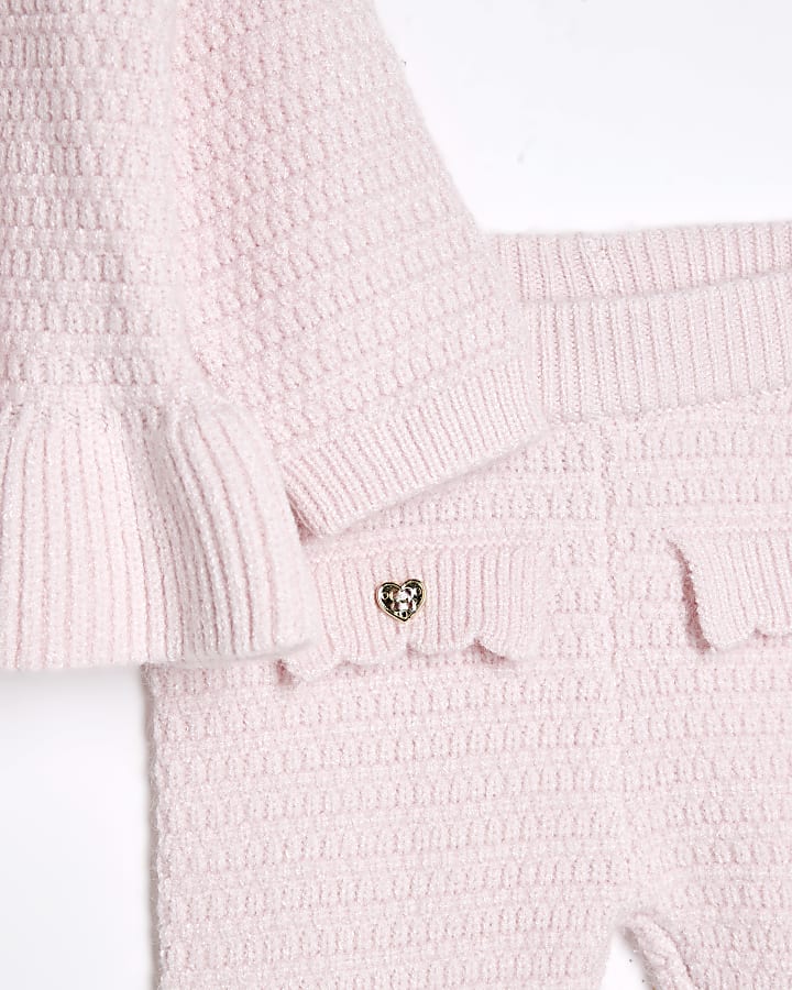 Baby Girls Pink Peplum Cardigan Knit Set