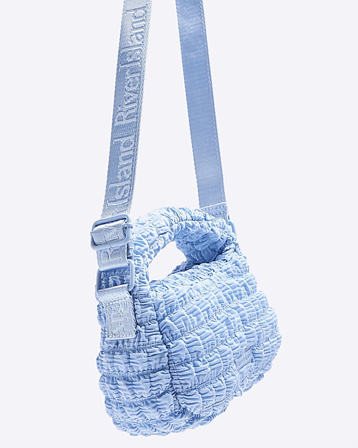 Girls Blue Nylon Scrunch Cross Body Bag