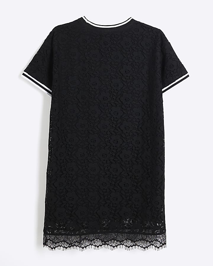 Girls Black Lace 03 T-Shirt Dress