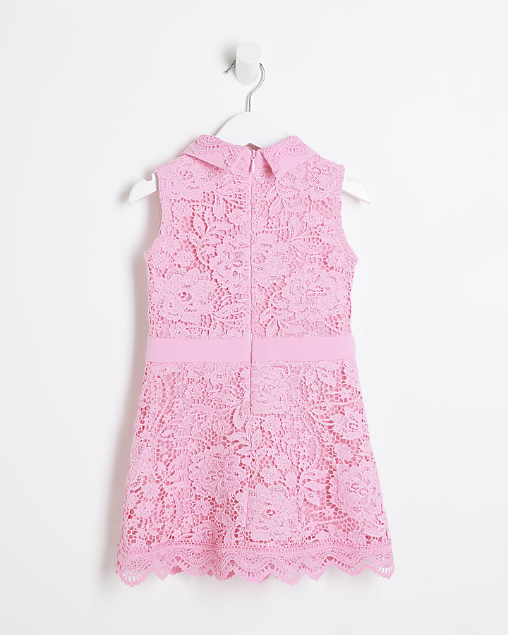 Mini Girls Pink Lace Shirt Dress