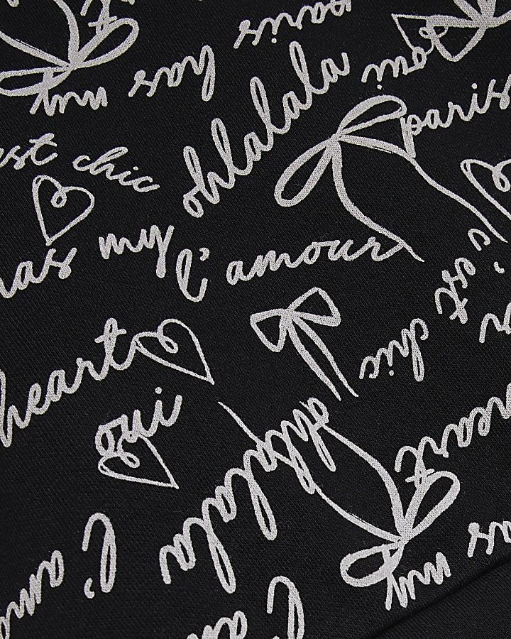 Mini Girls Black Graffiti Sweatshirt Set