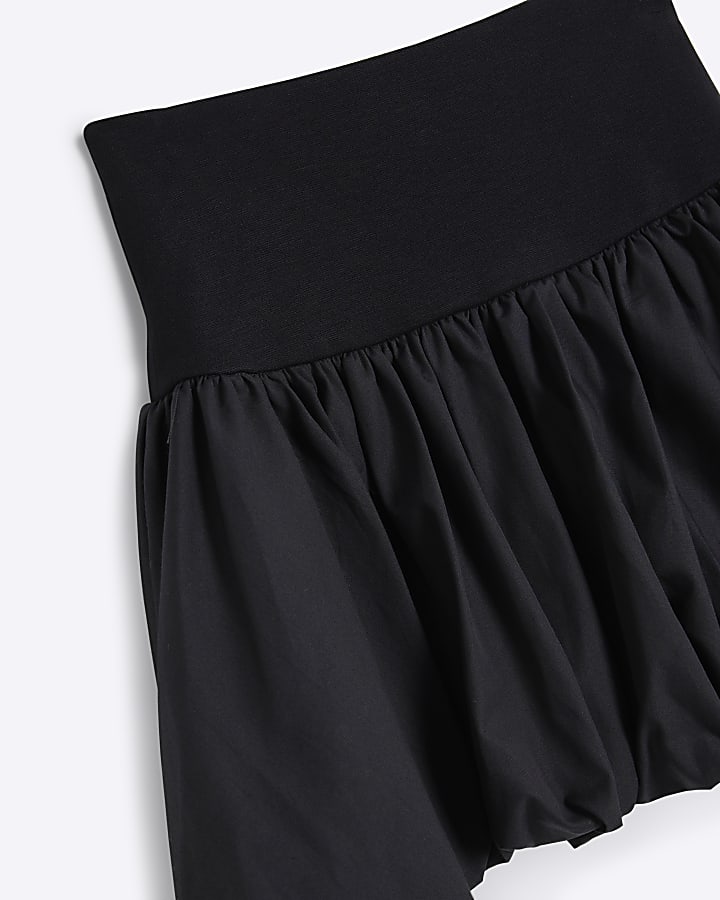 Girls Black Bubble Hem Skirt