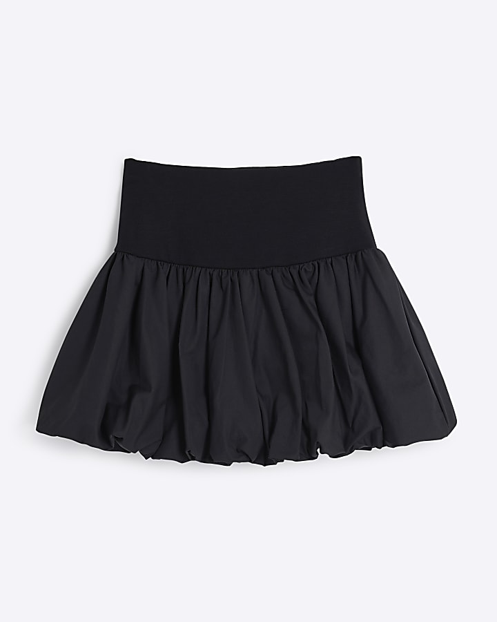 Girls Black Bubble Hem Skirt