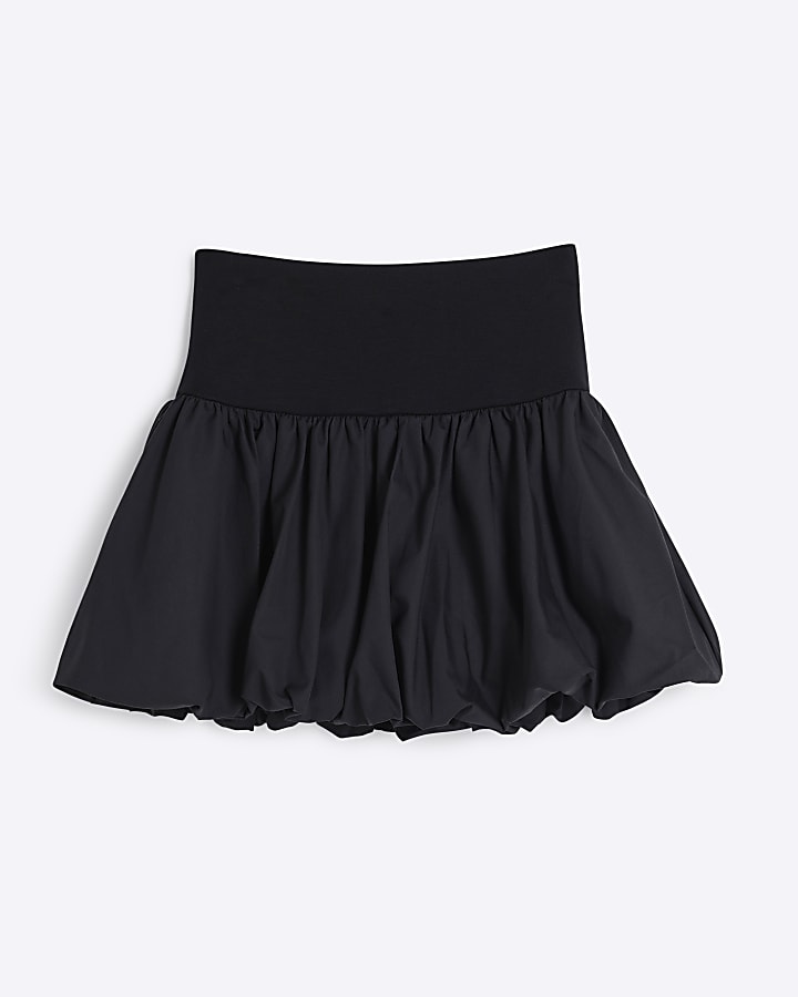 Girls Black Bubble Hem Skirt