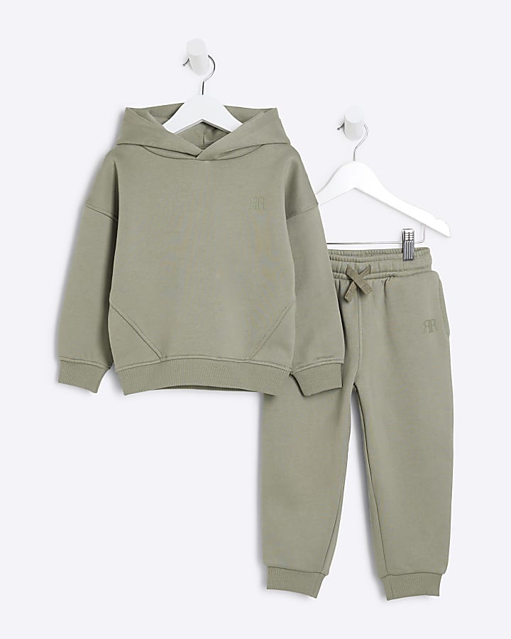 Mini Boys Khaki Essentials Hoodie Set