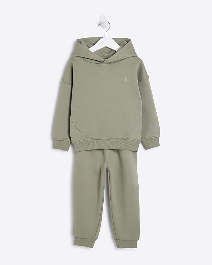 Mini Boys Khaki Essentials Hoodie Set