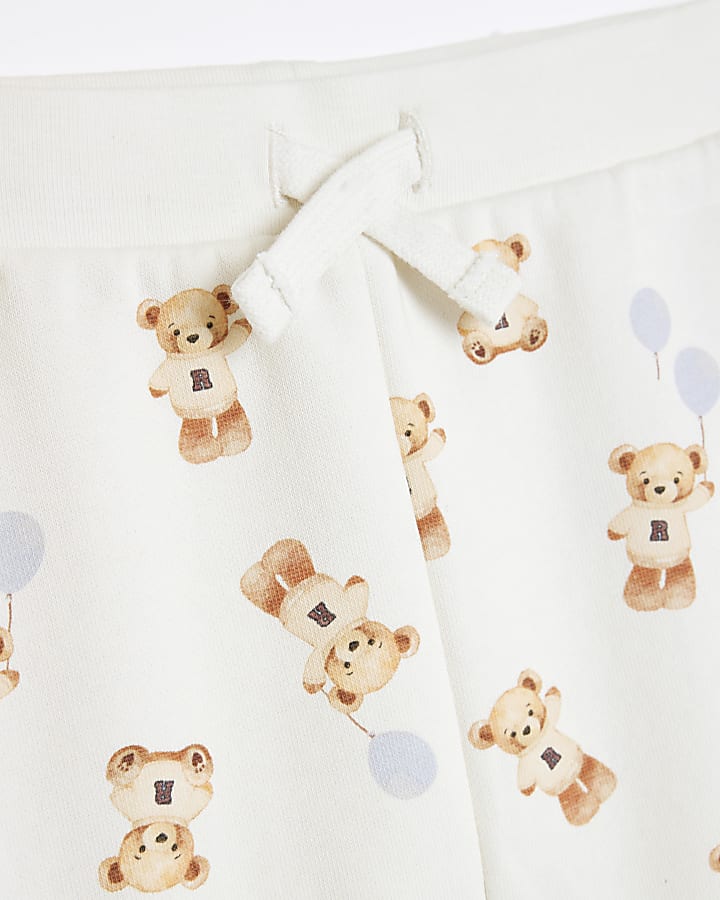 Baby Boys Cream Bear Balloon Sweatshirt Set