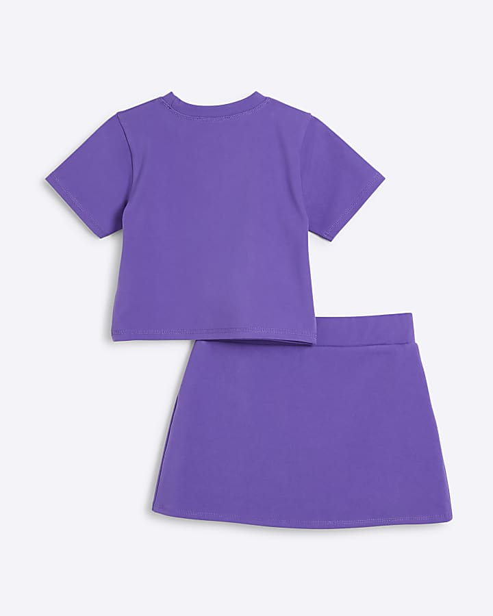 Girls purple RI Active t-shirt and skort set