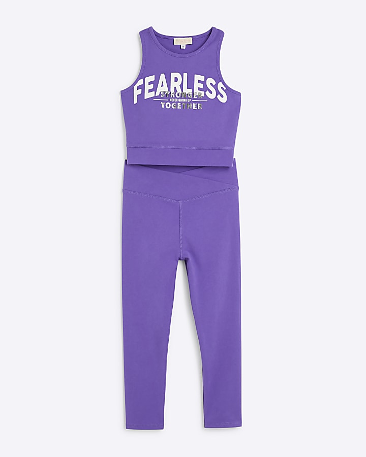 Girls Purple RI Active Graphic Tank Top Set