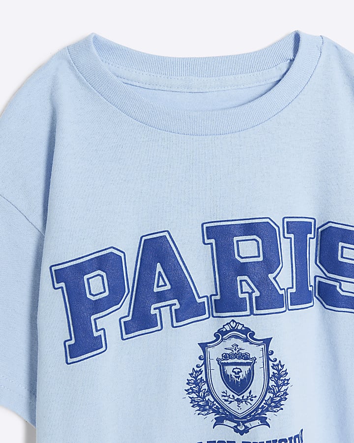 Girls blue graphic Paris t-shirt