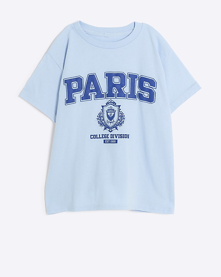 Girls blue graphic Paris t-shirt