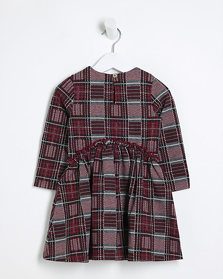 Mini Girls Red Check Smock Dress