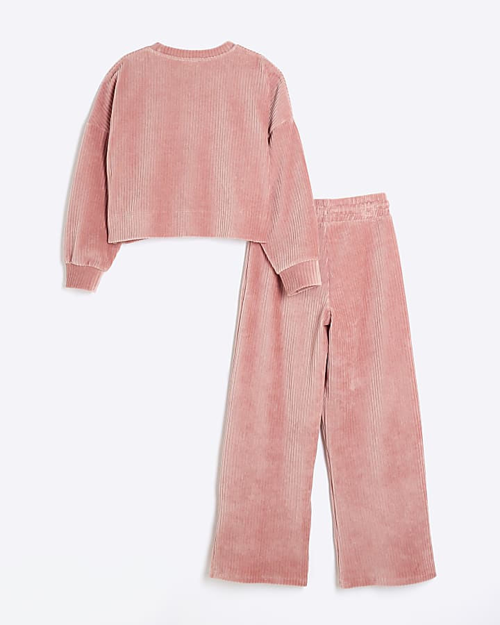 Girls Pink Corduroy Sweatshirt Set