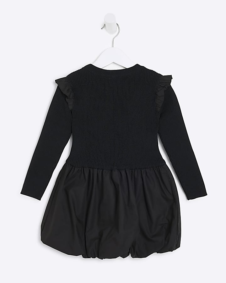 Mini Girls Black Bubble Hem Dress