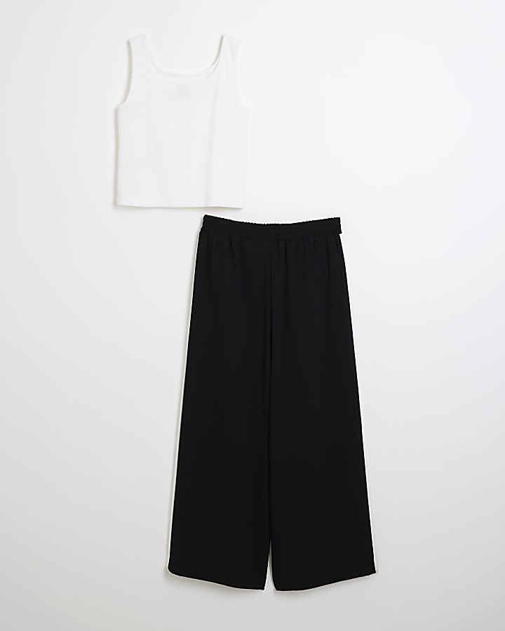 Girls white vest top and joggers set