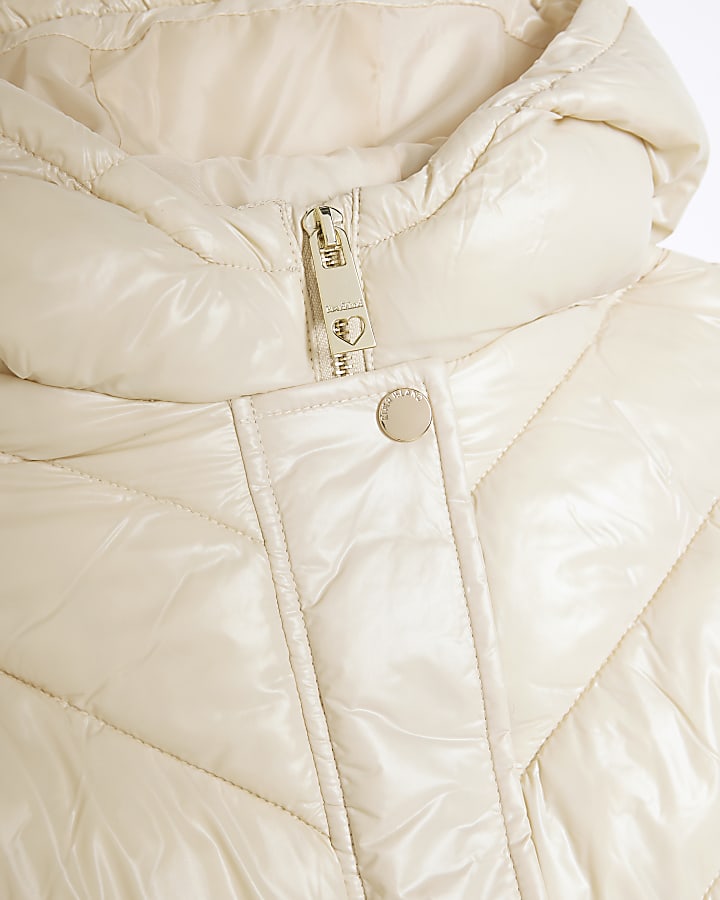 Girls Cream Hooded Padded jacket