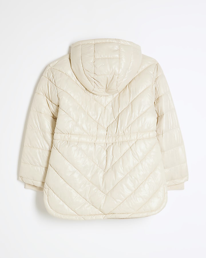 Girls Cream Hooded Padded jacket