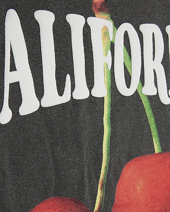 Girls grey cherry graphic t-shirt
