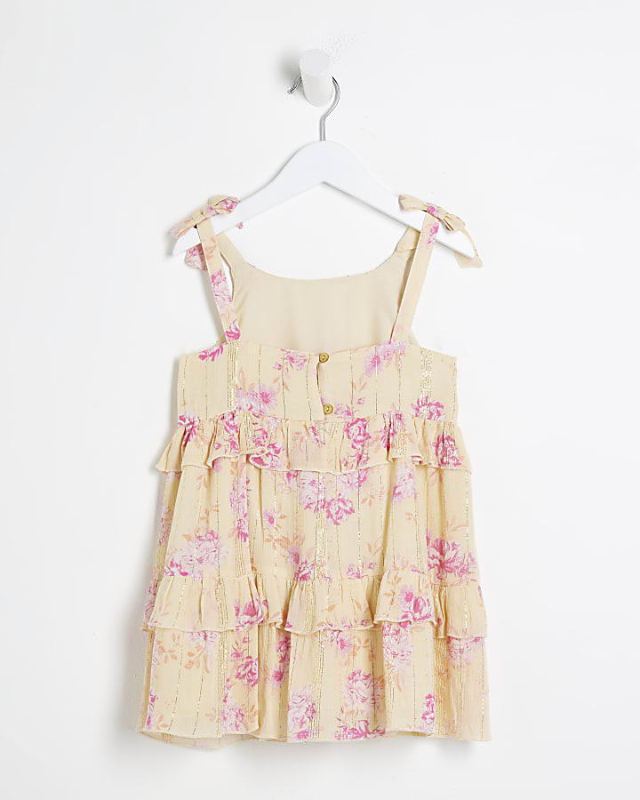 Mini Girls Yellow Ditsy Floral Dress