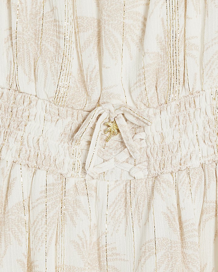 Girls Cream Shimmer Palm Beach Dress