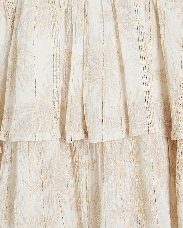 Girls Cream Shimmer Palm Beach Dress